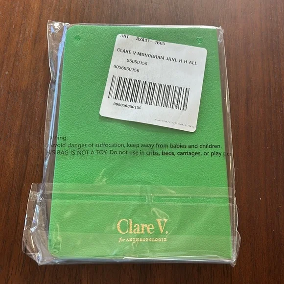 Clare V. For Anthropologie Green Stripe Monogram H Notebook NEW - Picture 6 of 11